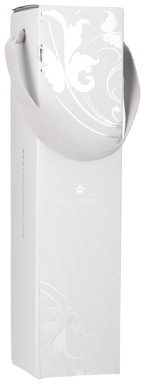 Gavekarton til 1 fl. i hvid med sølvtryk, FSC certificeret